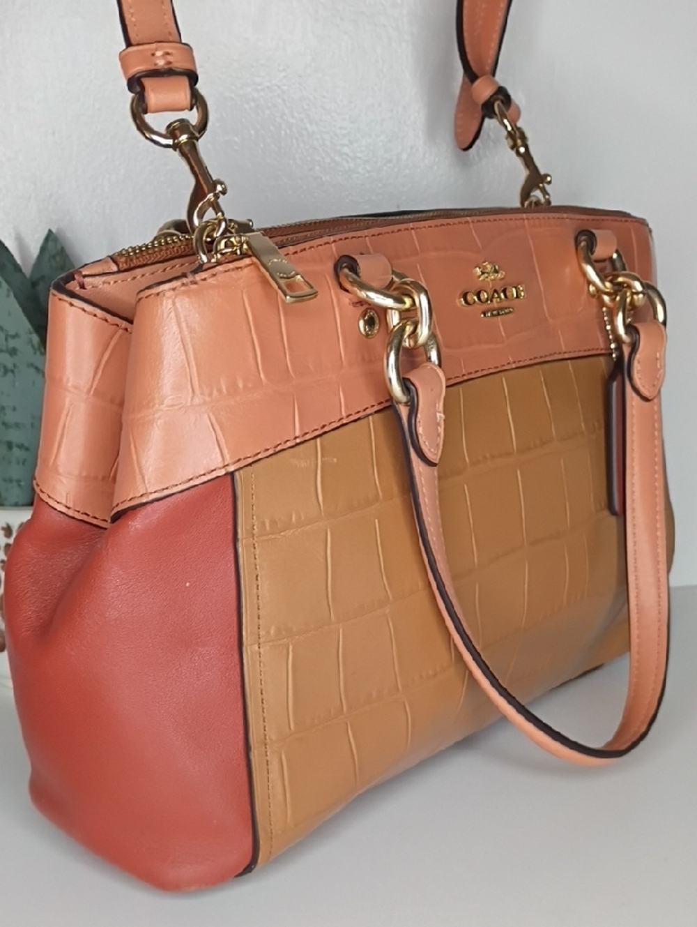 Coach Multicolor Croc Embossed Leather Mini Brooke Carryall handbag - Picture 6 of 14